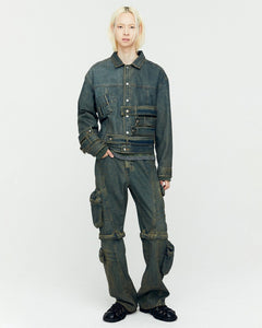 Andersson Bell WAISTBANDS DENIM JACKET awa636m(ARMY GREEN)