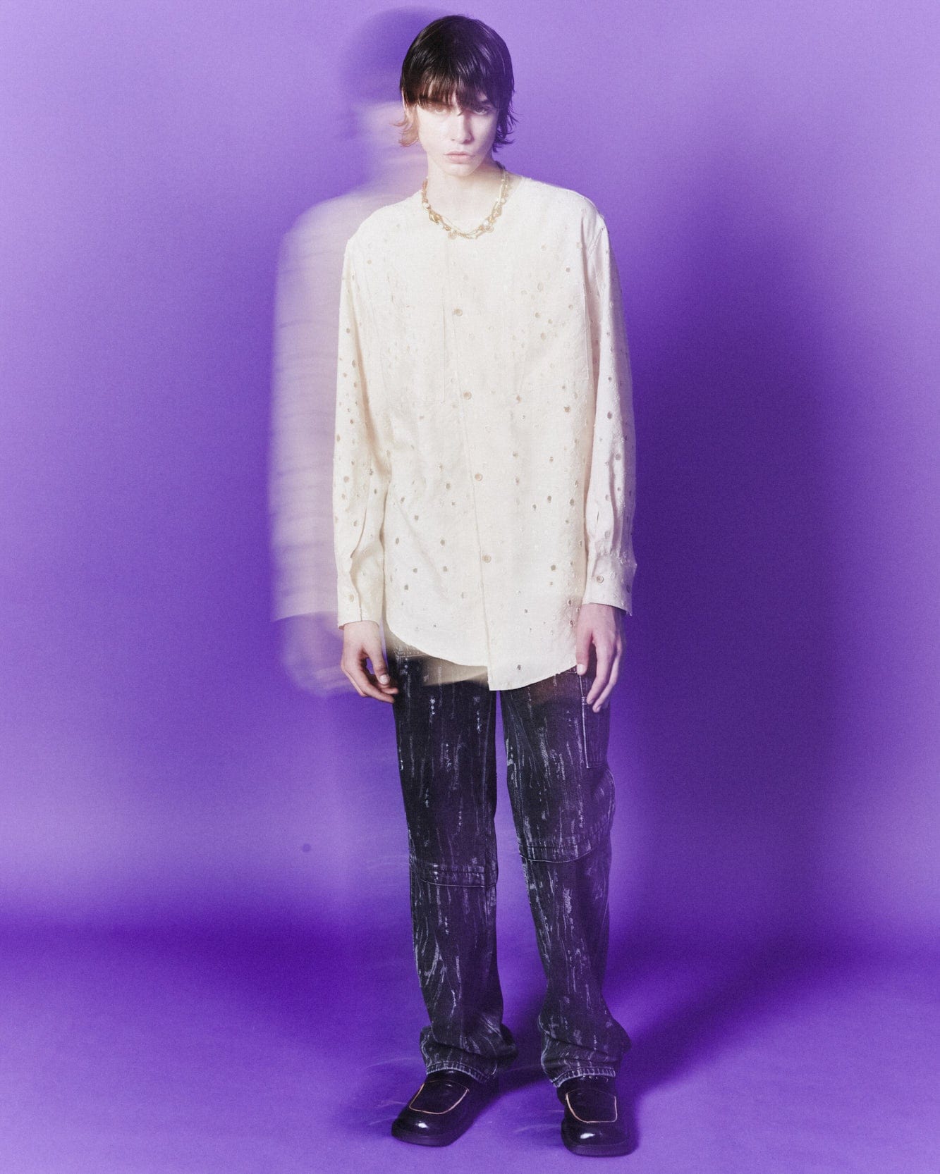 Andersson Bell WANSHUA COLLARLESS SHIRTS atb1050m(ECRU)
