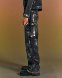 Andersson Bell WAX COATED CARPENTER WIDE-LEG JEANS apa685m(BLACK)