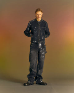 Andersson Bell WAX COATED CARPENTER WIDE-LEG JEANS apa685m(BLACK)