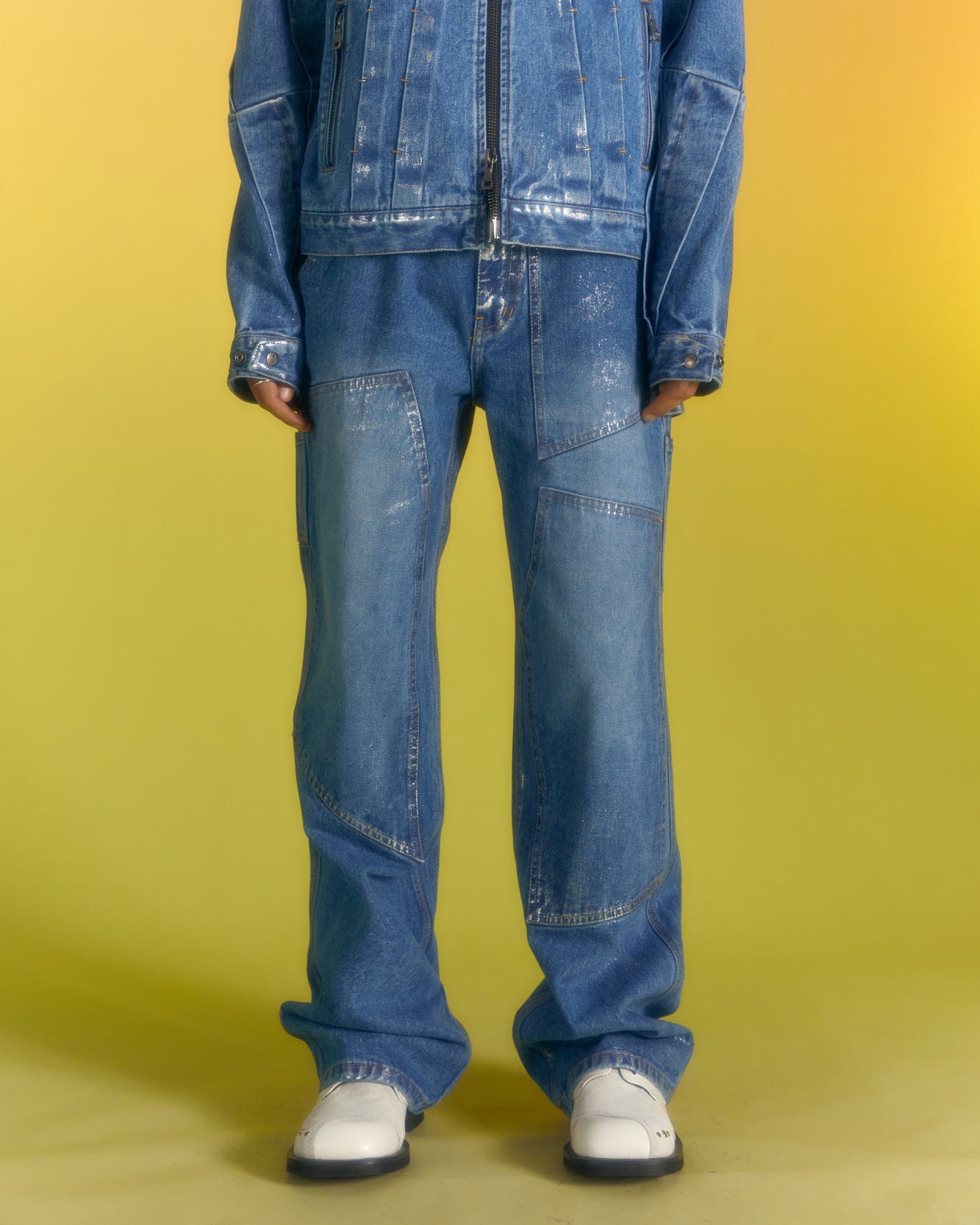 Andersson Bell WAX COATED CARPENTER WIDE-LEG JEANS apa685m(BLUE)