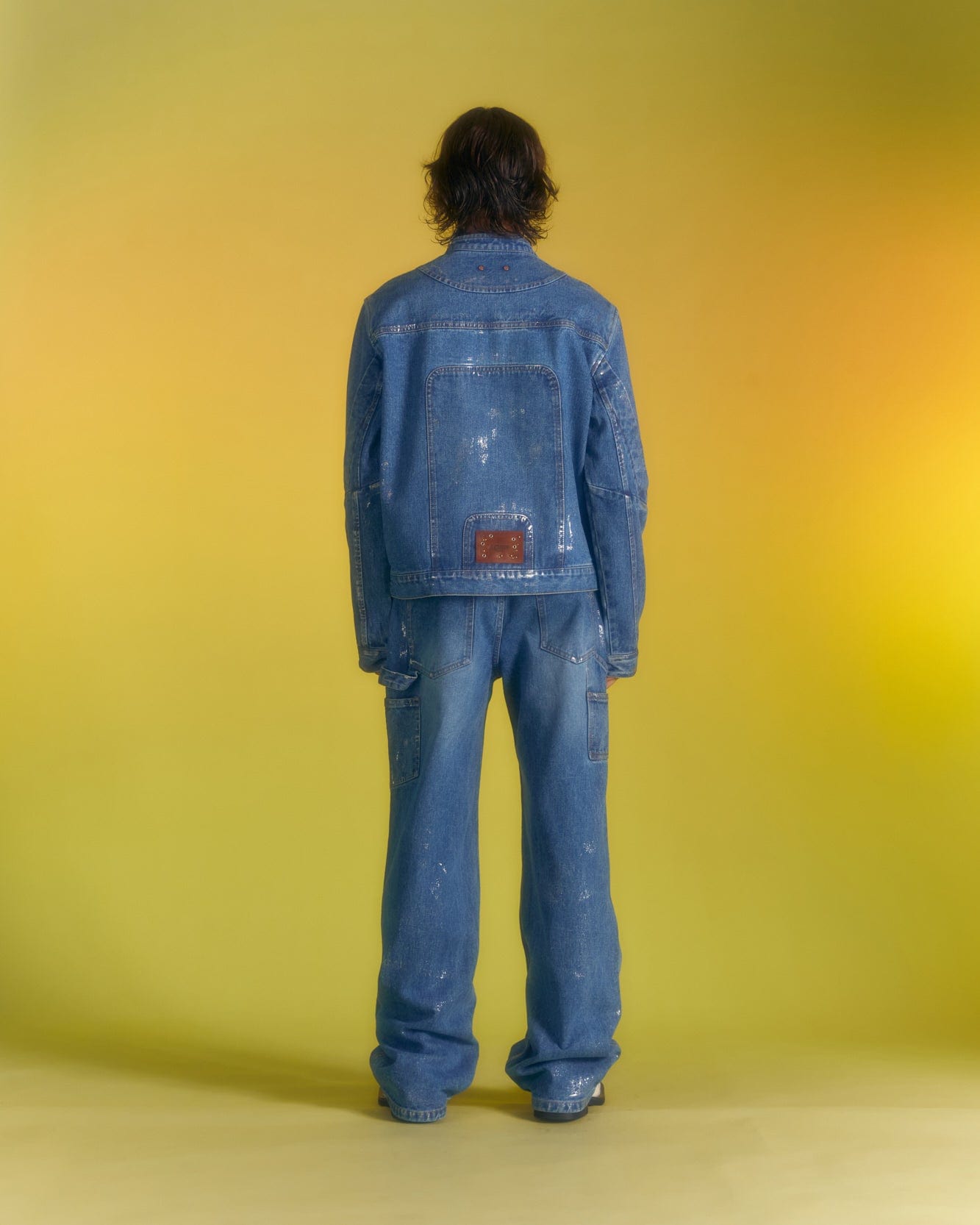 Andersson Bell WAX COATED CARPENTER WIDE-LEG JEANS apa685m(BLUE)