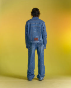 Andersson Bell WAX COATED CARPENTER WIDE-LEG JEANS apa685m(BLUE)