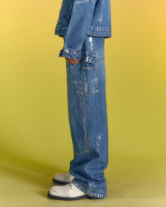 Andersson Bell WAX COATED CARPENTER WIDE-LEG JEANS apa685m(BLUE)