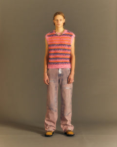 Andersson Bell WAX COATED CARPENTER WIDE-LEG JEANS apa685m(DUST PINK)