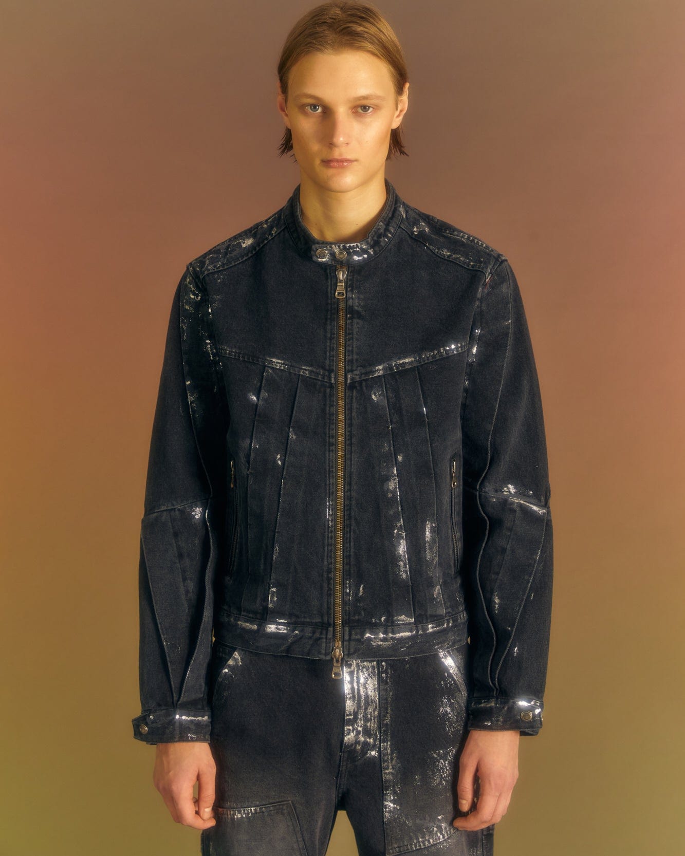 Andersson Bell WAX COATED DENIM MOTORCYCLE JACKET awa560m(BLACK)_1