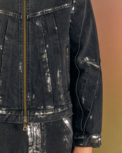 Andersson Bell WAX COATED DENIM MOTORCYCLE JACKET awa560m(BLACK)_1