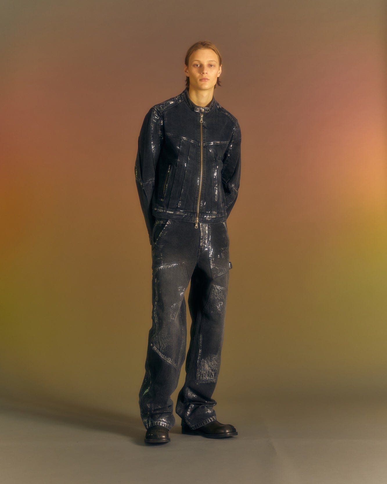 WAX COATED DENIM MOTORCYCLE JACKET awa560m(BLACK) – Andersson Bell