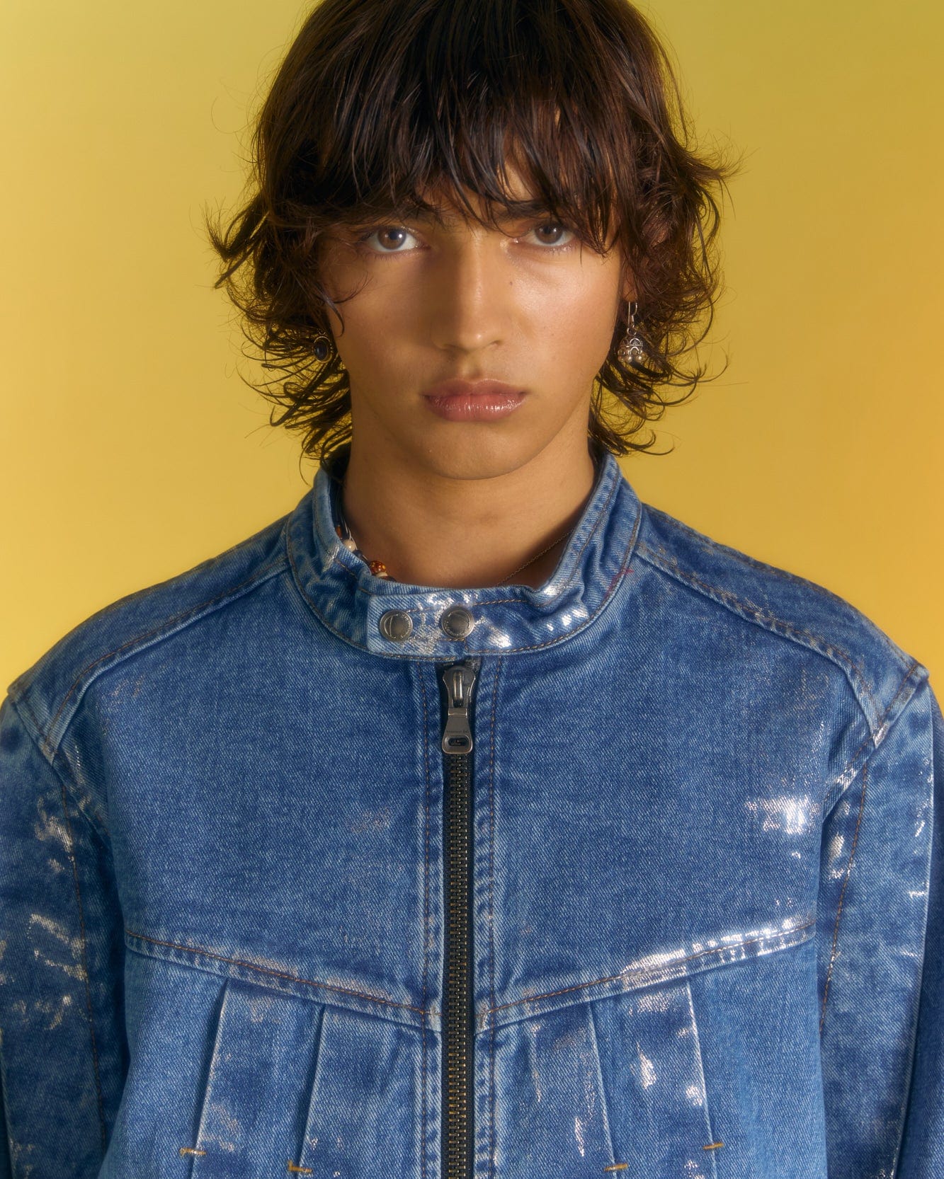 Andersson Bell WAX COATED DENIM MOTORCYCLE JACKET awa560m(BLUE)