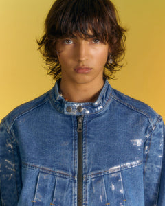 Andersson Bell WAX COATED DENIM MOTORCYCLE JACKET awa560m(BLUE)