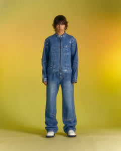 Andersson Bell WAX COATED DENIM MOTORCYCLE JACKET awa560m(BLUE)