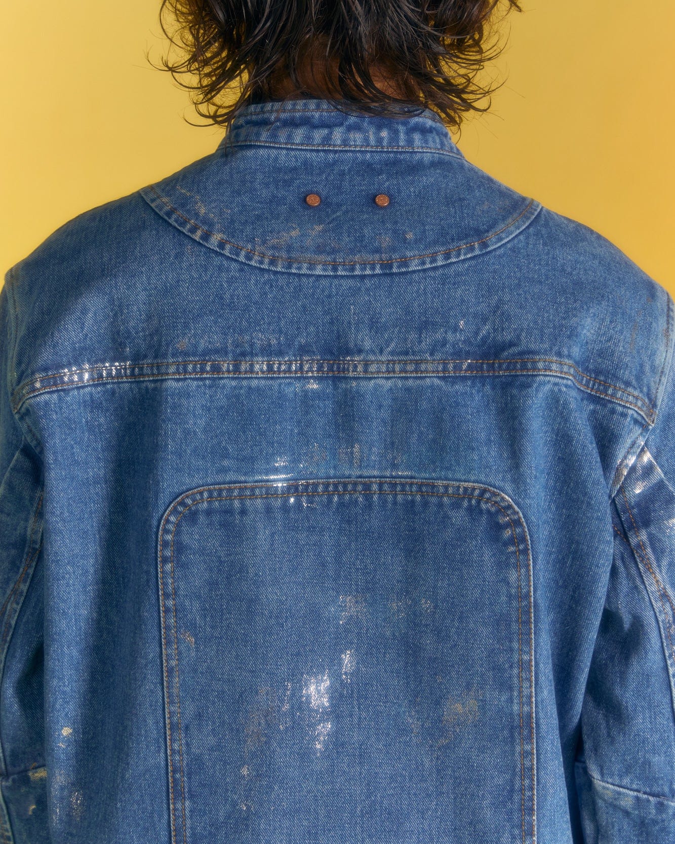 Andersson Bell WAX COATED DENIM MOTORCYCLE JACKET awa560m(BLUE)