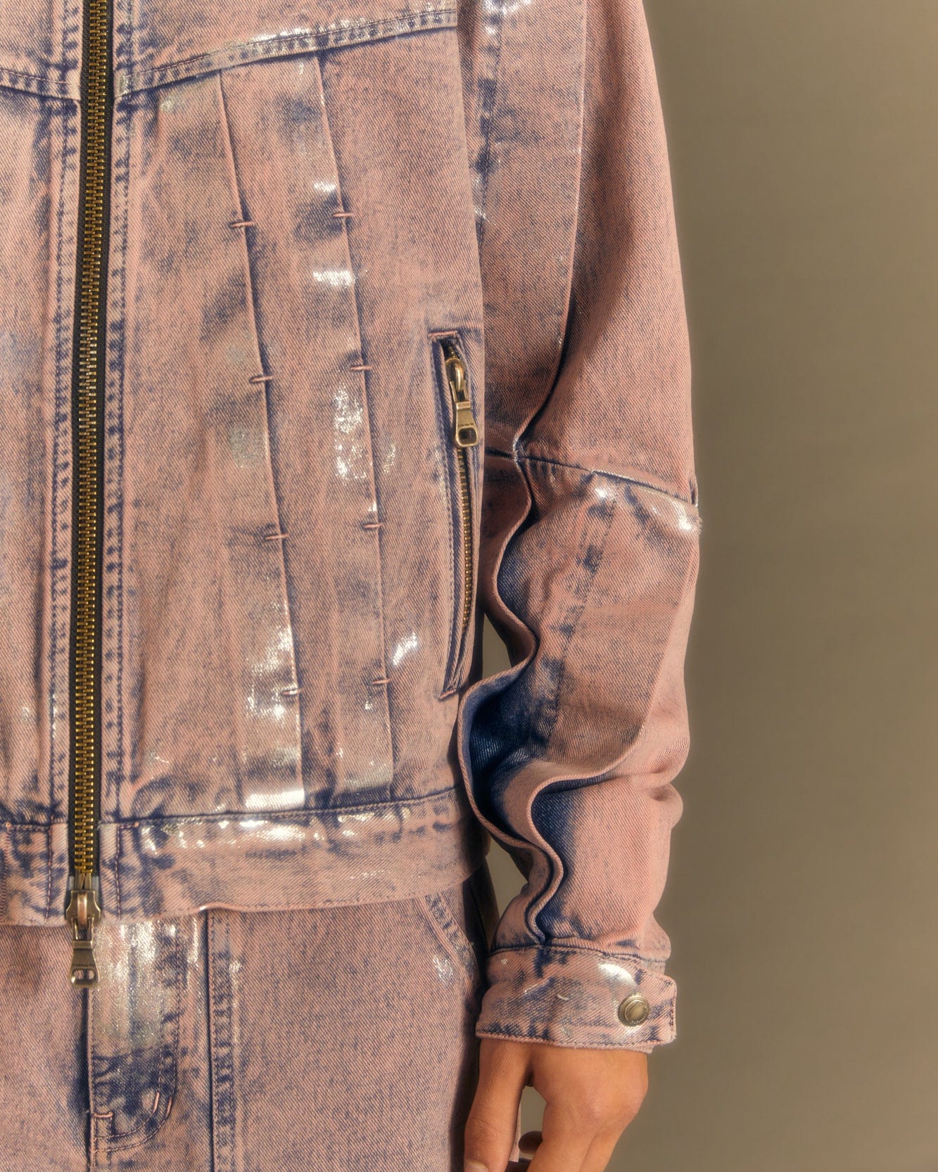 Andersson Bell WAX COATED DENIM MOTORCYCLE JACKET awa560m(DUST PINK)
