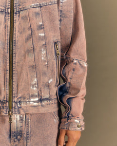 Andersson Bell WAX COATED DENIM MOTORCYCLE JACKET awa560m(DUST PINK)