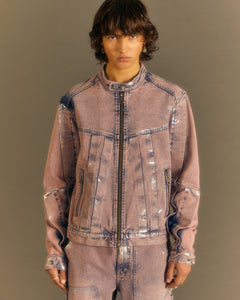 Andersson Bell WAX COATED DENIM MOTORCYCLE JACKET awa560m(DUST PINK)