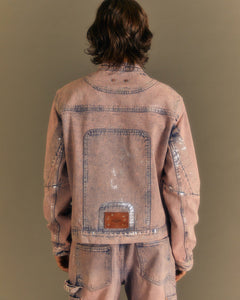 Andersson Bell WAX COATED DENIM MOTORCYCLE JACKET awa560m(DUST PINK)