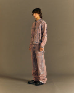 Andersson Bell WAX COATED DENIM MOTORCYCLE JACKET awa560m(DUST PINK)