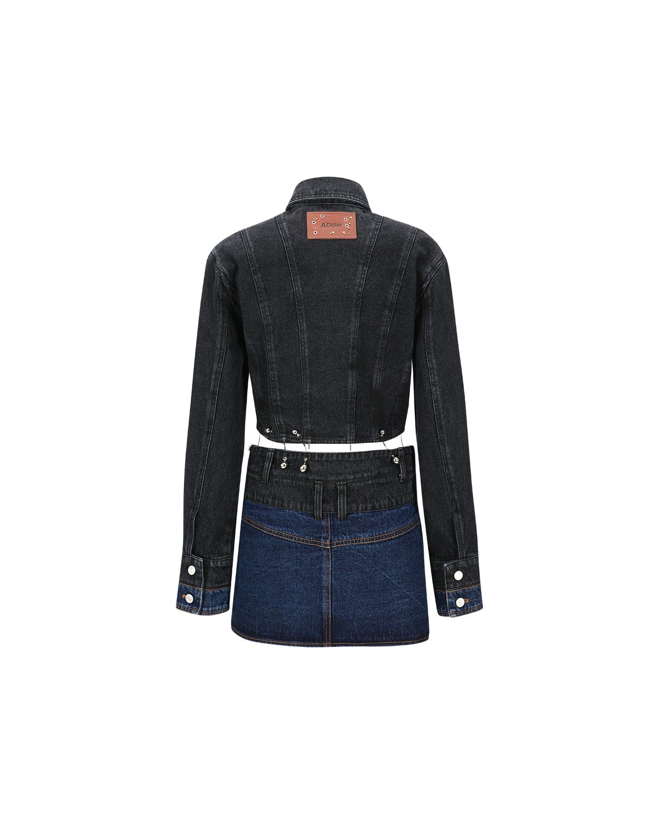 Andersson Bell (WOMEN) 3WAY BLOCKING DENIM JACKET awa549w(WASHED BLACK & INDIGO)