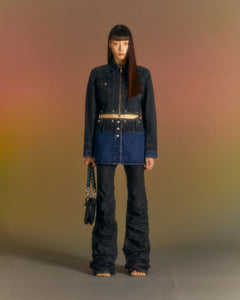 Andersson Bell (WOMEN) 3WAY BLOCKING DENIM JACKET awa549w(WASHED BLACK & INDIGO)