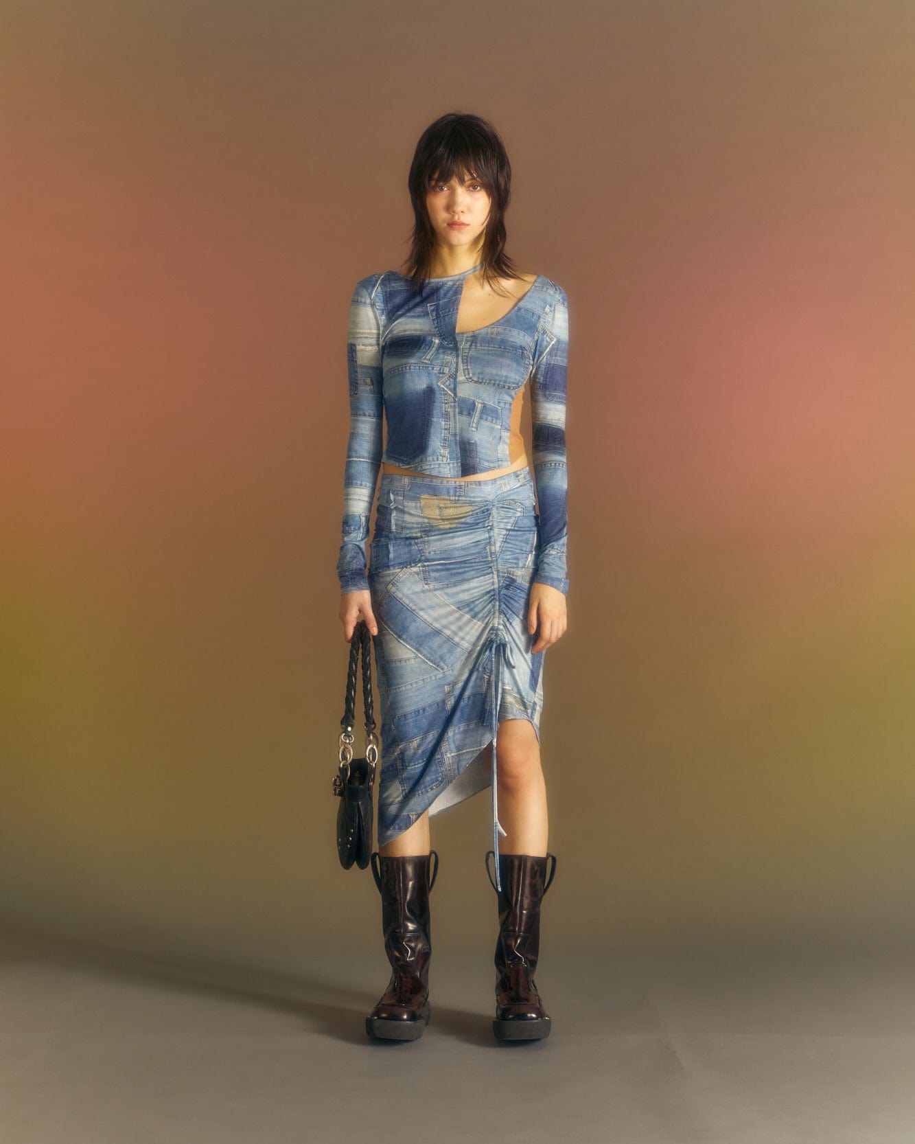 Andersson Bell (WOMEN) ANJA PATCH PRINT SKIRT apa652w(BLUE)