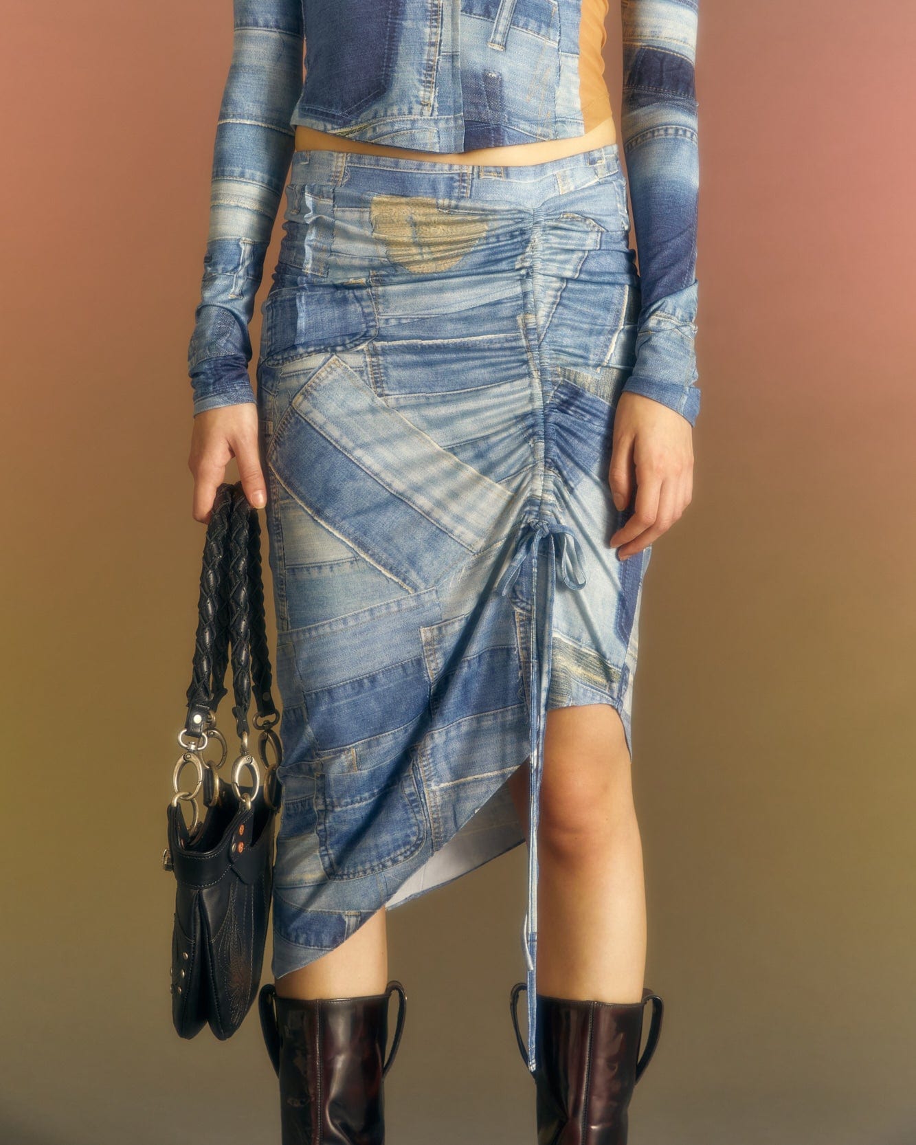 Andersson Bell (WOMEN) ANJA PATCH PRINT SKIRT apa652w(BLUE)