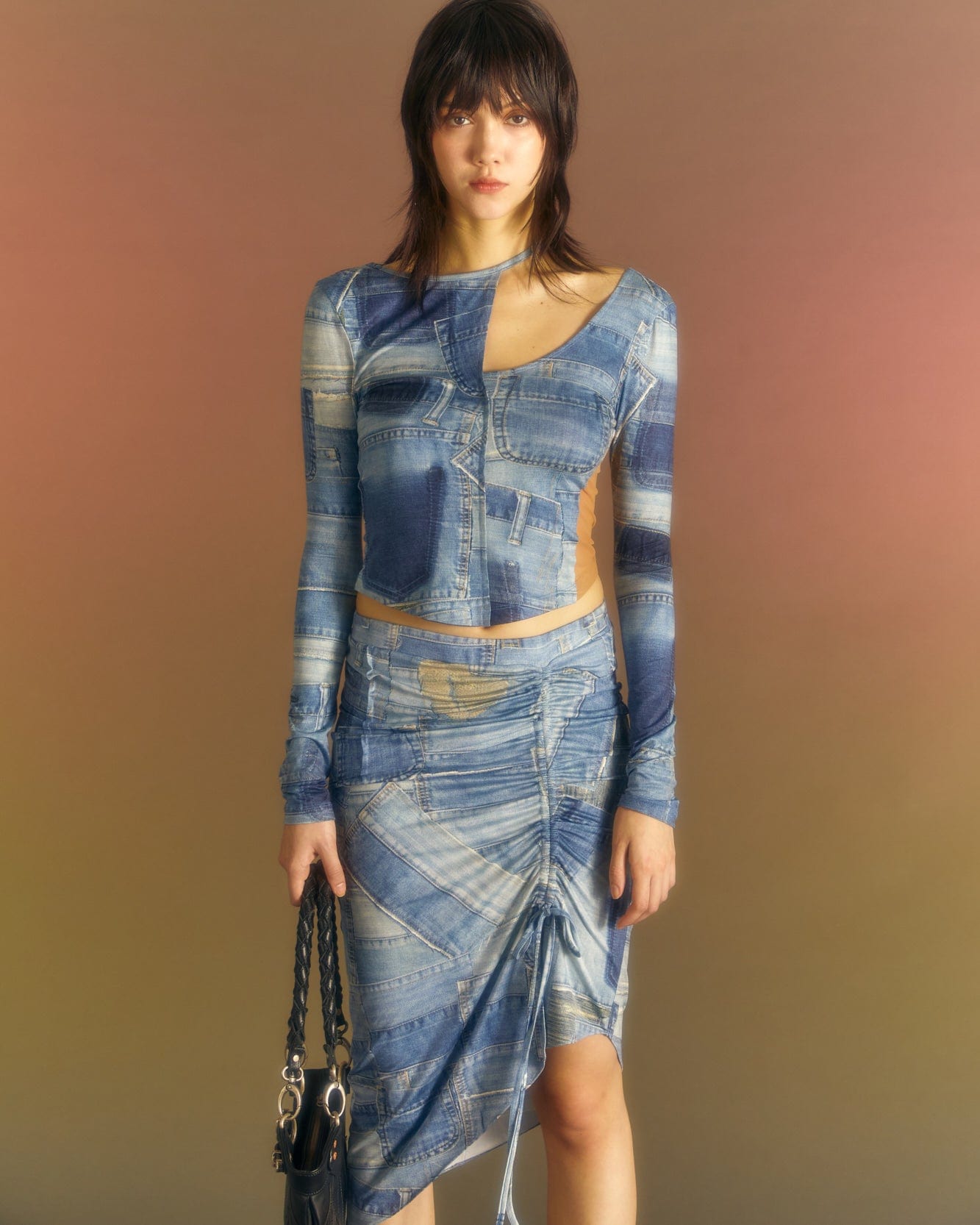 Andersson Bell (WOMEN) ANJA PATCH PRINT SKIRT apa652w(BLUE)