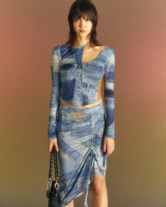 Andersson Bell (WOMEN) ANJA PATCH PRINT SKIRT apa652w(BLUE)