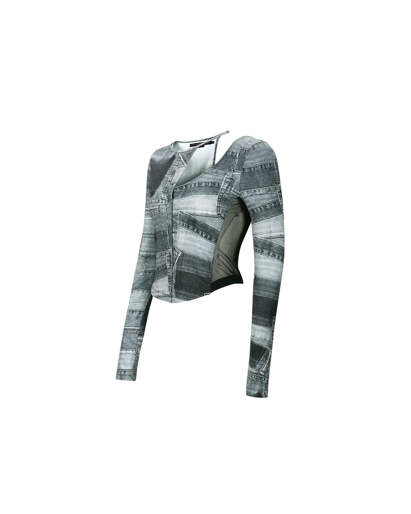 Andersson Bell (WOMEN) ANJA PATCH PRINT TOP atb993w(BLACK)