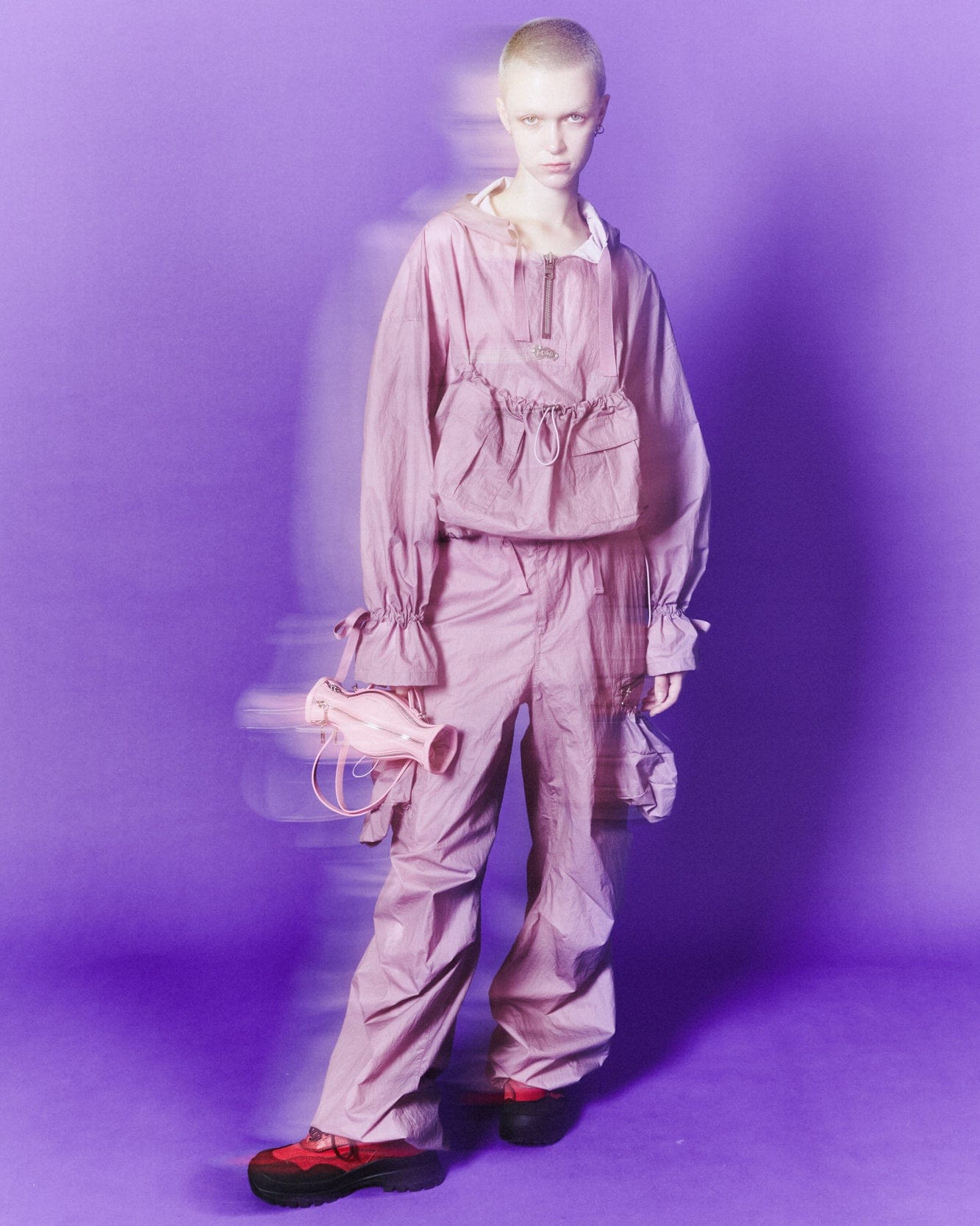 Andersson Bell (WOMEN) ARINA LACE-UP ANORAK SHIRTS atb1089w(DUSTY PINK)