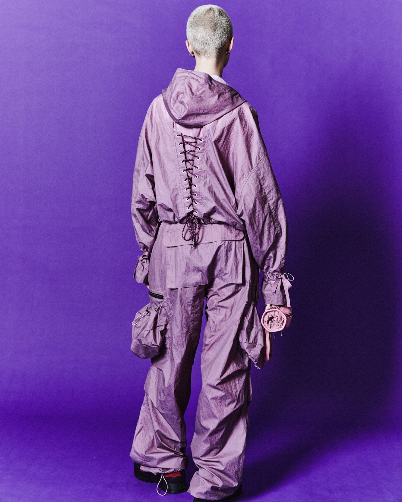 Andersson Bell (WOMEN) ARINA LACE-UP ANORAK SHIRTS atb1089w(DUSTY PINK)