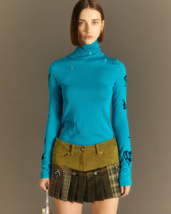 Andersson Bell (WOMEN) AUGEN FLOCKING INNER KNIT TOP atb999w(BLUE)