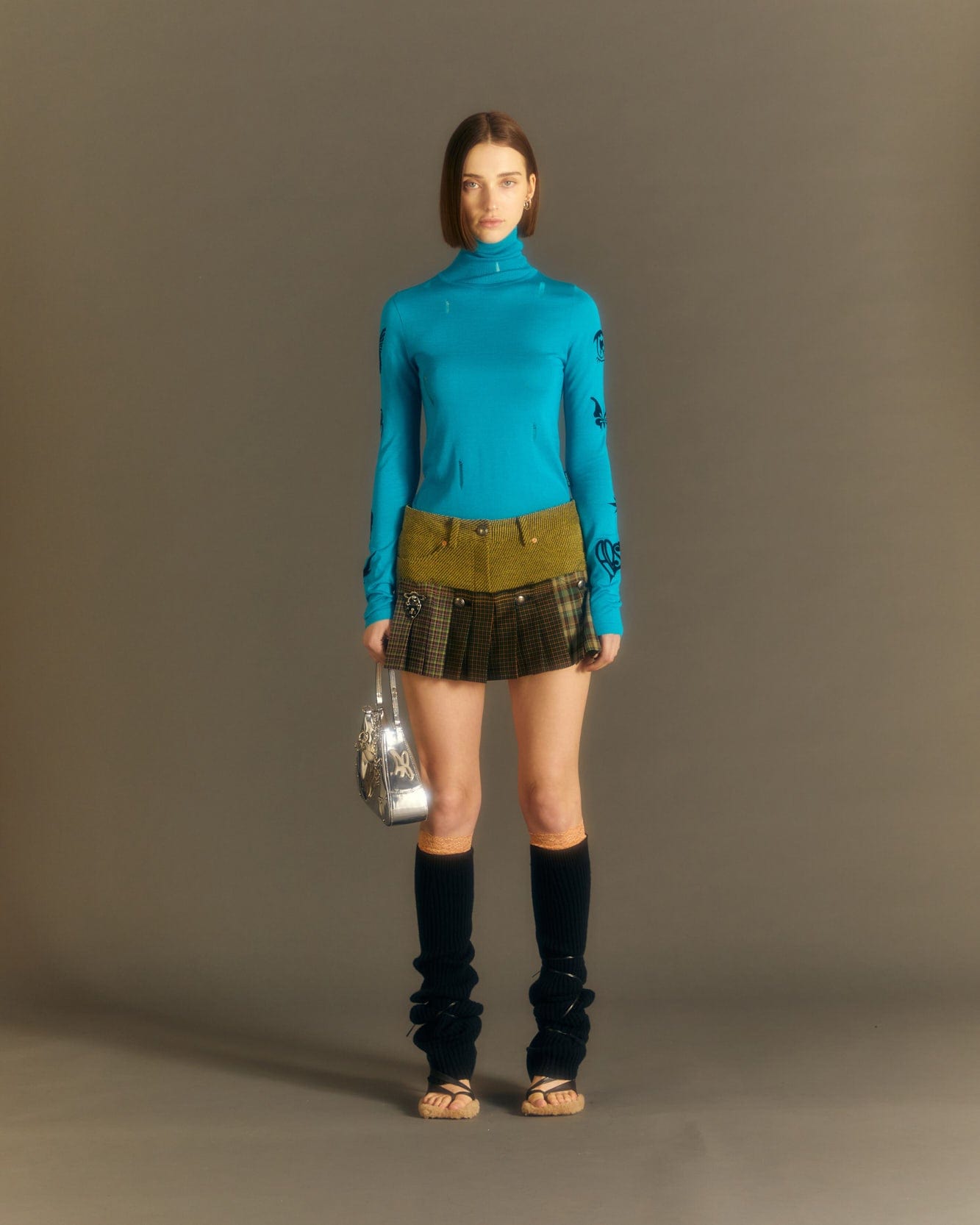 Andersson Bell (WOMEN) AUGEN FLOCKING INNER KNIT TOP atb999w(BLUE)