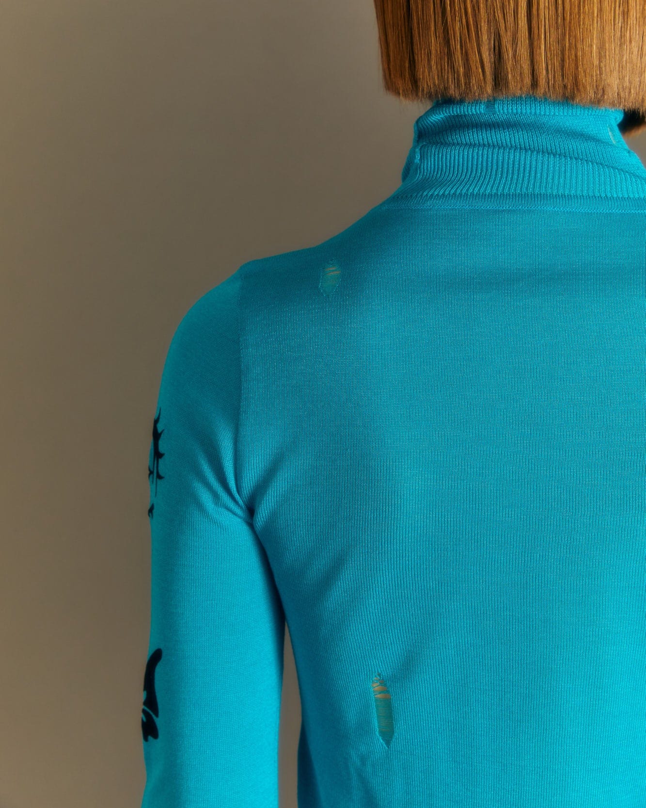 Andersson Bell (WOMEN) AUGEN FLOCKING INNER KNIT TOP atb999w(BLUE)