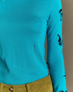 Andersson Bell (WOMEN) AUGEN FLOCKING INNER KNIT TOP atb999w(BLUE)