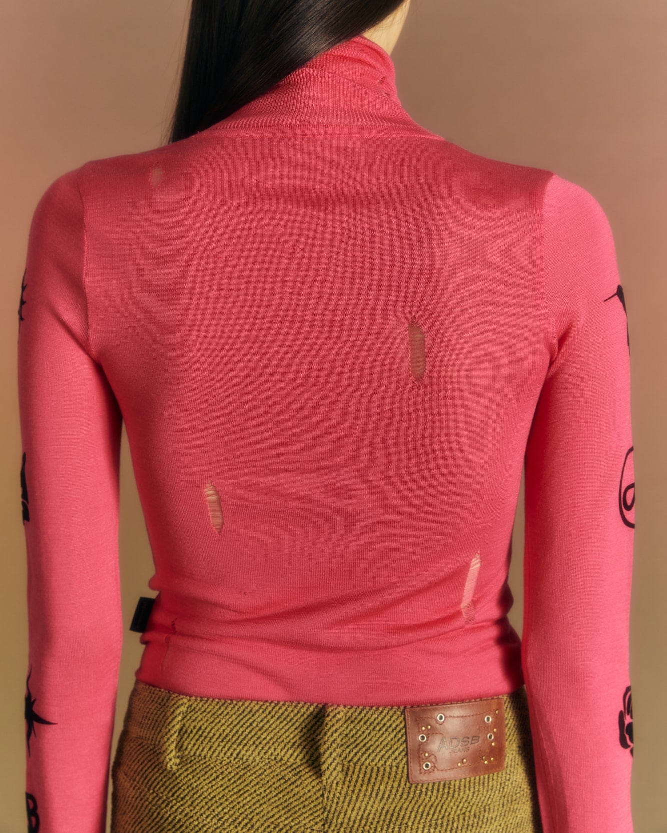Andersson Bell (WOMEN) AUGEN FLOCKING INNER KNIT TOP atb999w(MAGENTA PINK)