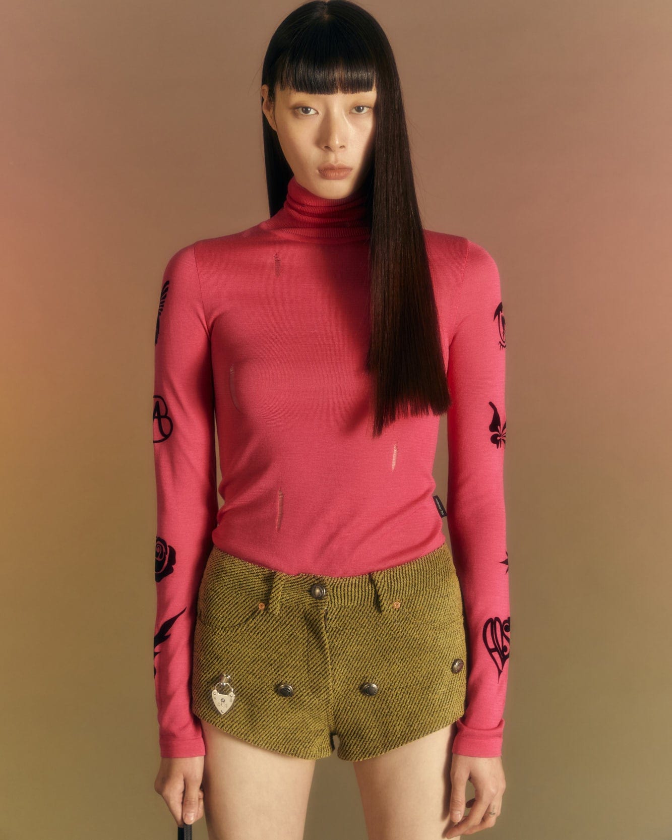 Andersson Bell (WOMEN) AUGEN FLOCKING INNER KNIT TOP atb999w(MAGENTA PINK)