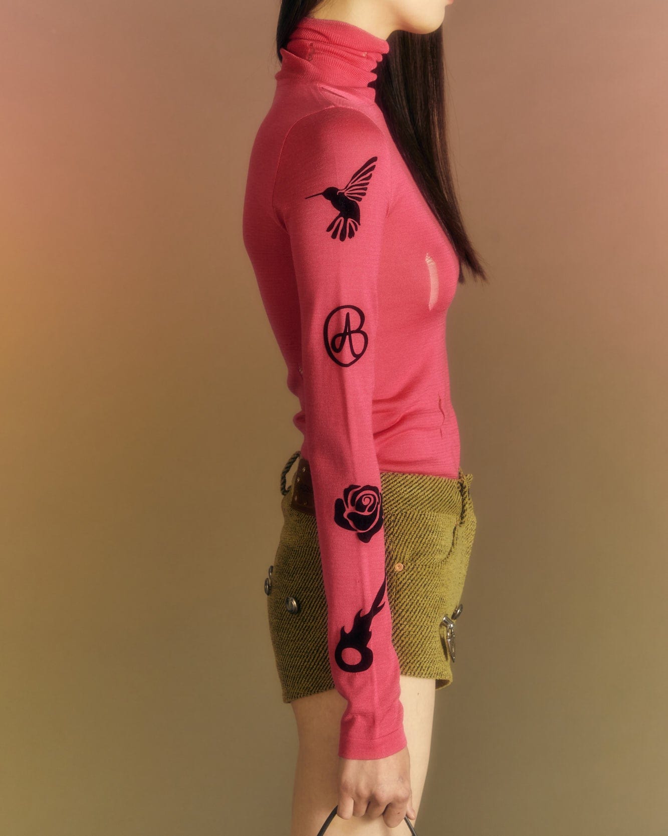 Andersson Bell (WOMEN) AUGEN FLOCKING INNER KNIT TOP atb999w(MAGENTA PINK)