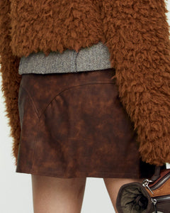 Andersson Bell (WOMEN) AUSTIN FAUX SHEARLING SKIRT apa663w(BROWN)