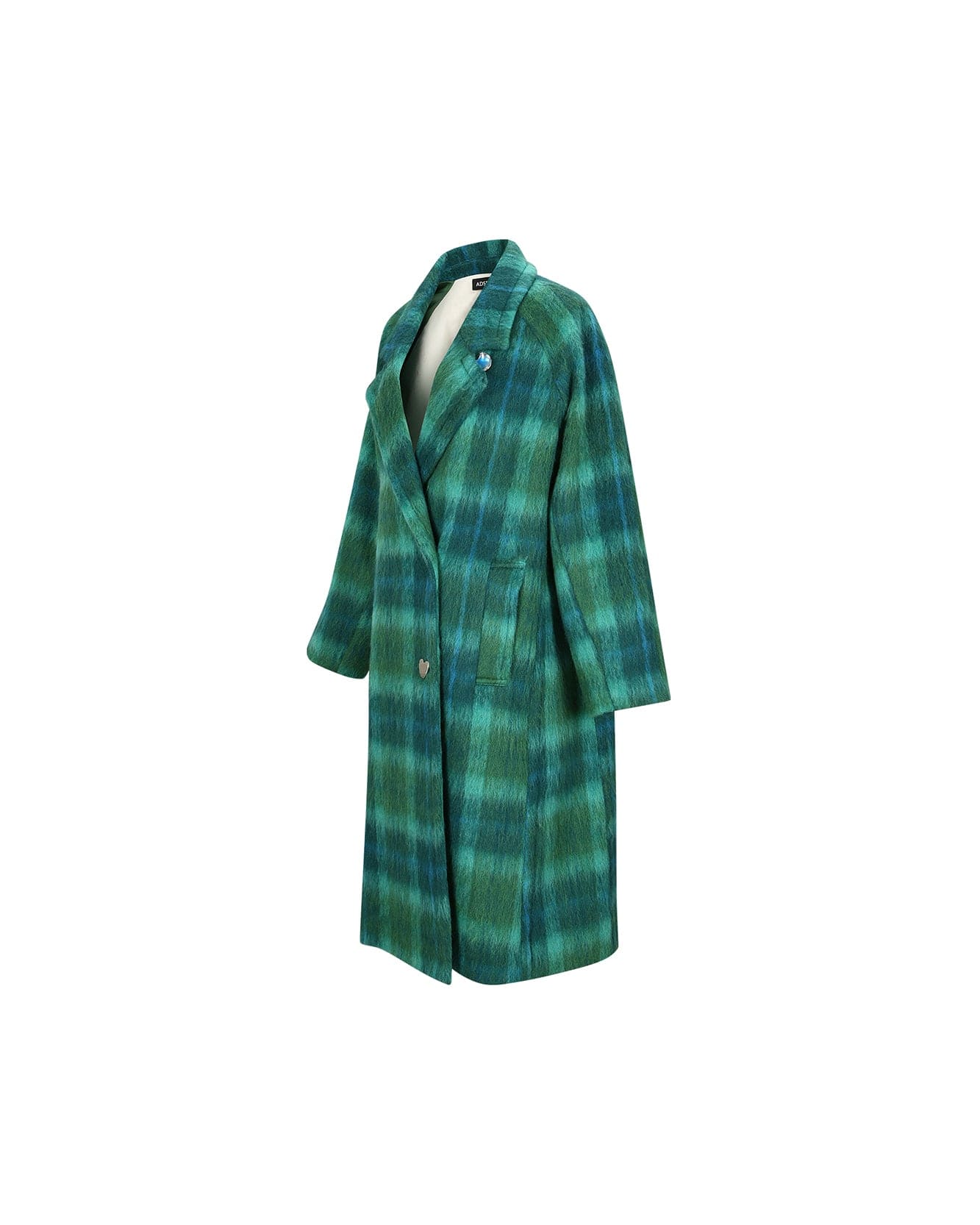 (WOMEN) CARIN CHECK RAGLAN COAT awa543w(GREEN/BLUE)