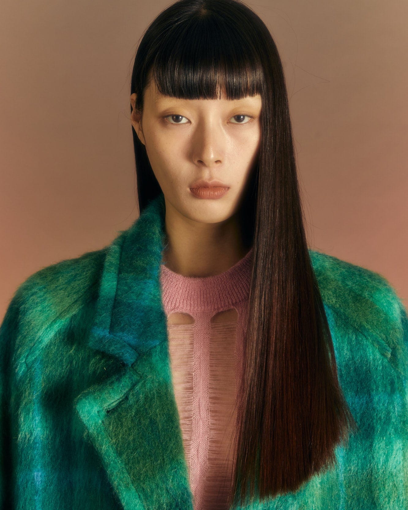 Andersson Bell (WOMEN) CARIN CHECK RAGLAN COAT awa543w(GREEN/BLUE)_2