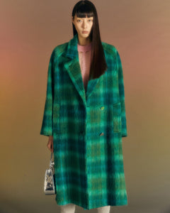 Andersson Bell (WOMEN) CARIN CHECK RAGLAN COAT awa543w(GREEN/BLUE)_2