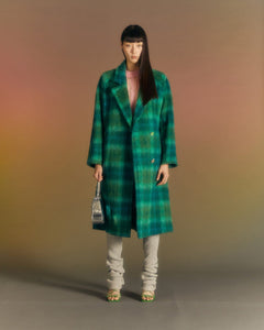 Andersson Bell (WOMEN) CARIN CHECK RAGLAN COAT awa543w(GREEN/BLUE)_2