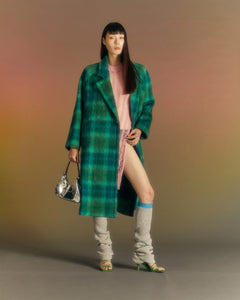 Andersson Bell (WOMEN) CARIN CHECK RAGLAN COAT awa543w(GREEN/BLUE)_2