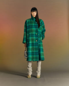 Andersson Bell (WOMEN) CARIN CHECK RAGLAN COAT awa543w(GREEN/BLUE)_2