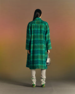 Andersson Bell (WOMEN) CARIN CHECK RAGLAN COAT awa543w(GREEN/BLUE)_2