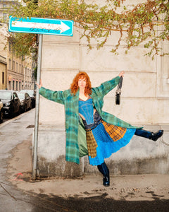 Andersson Bell (WOMEN) CARIN CHECK RAGLAN COAT awa543w(GREEN/BLUE)_2