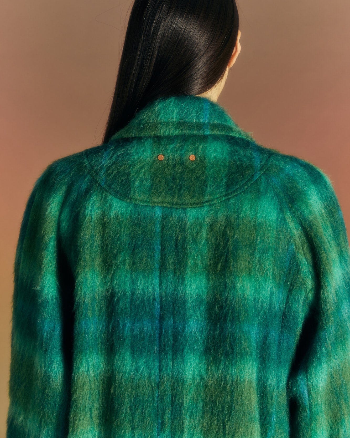 Andersson Bell (WOMEN) CARIN CHECK RAGLAN COAT awa543w(GREEN/BLUE)_2
