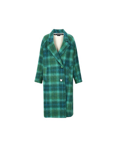 Andersson Bell (WOMEN) CARIN CHECK RAGLAN COAT awa543w(GREEN/BLUE)_2