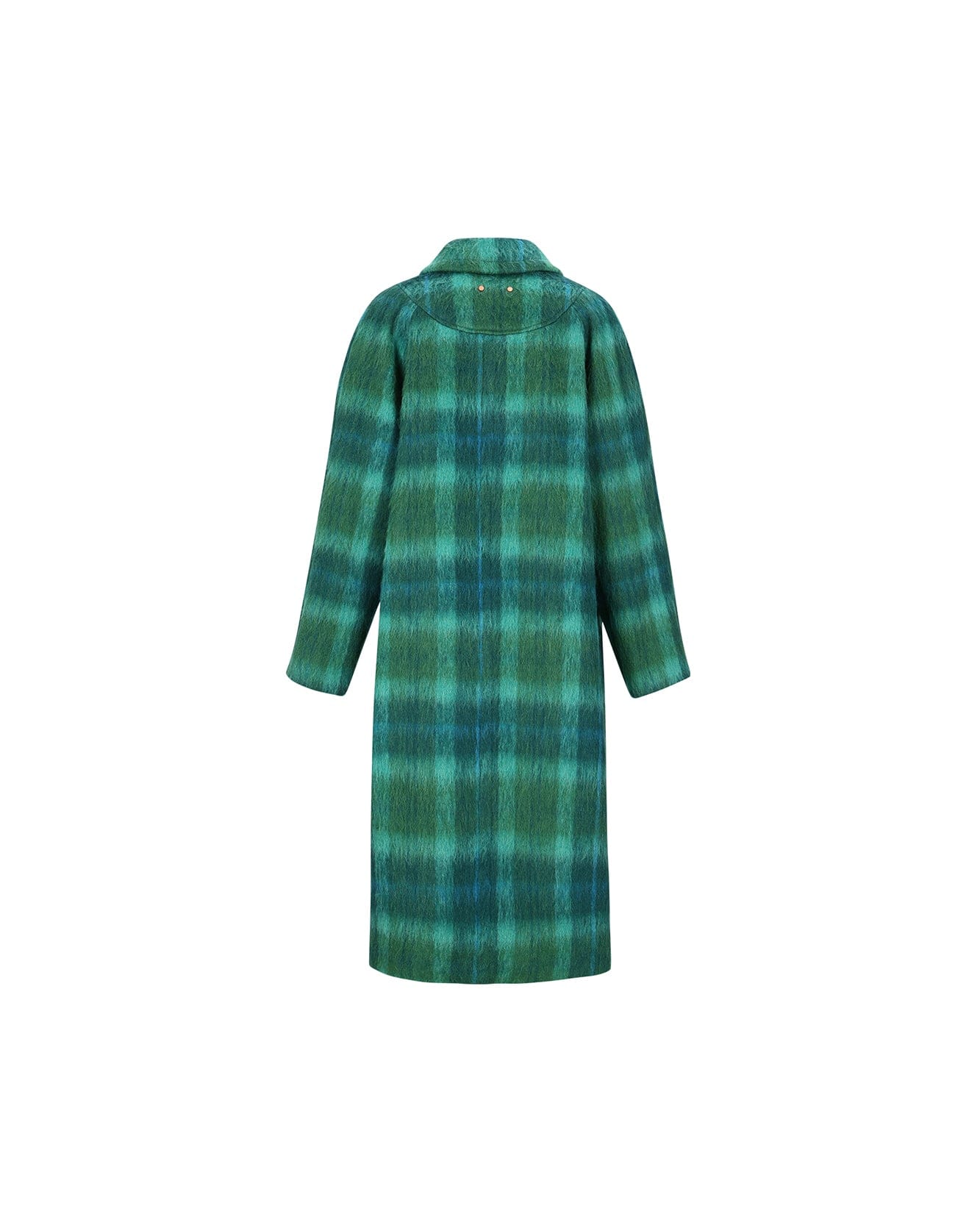 Andersson Bell (WOMEN) CARIN CHECK RAGLAN COAT awa543w(GREEN/BLUE)_2