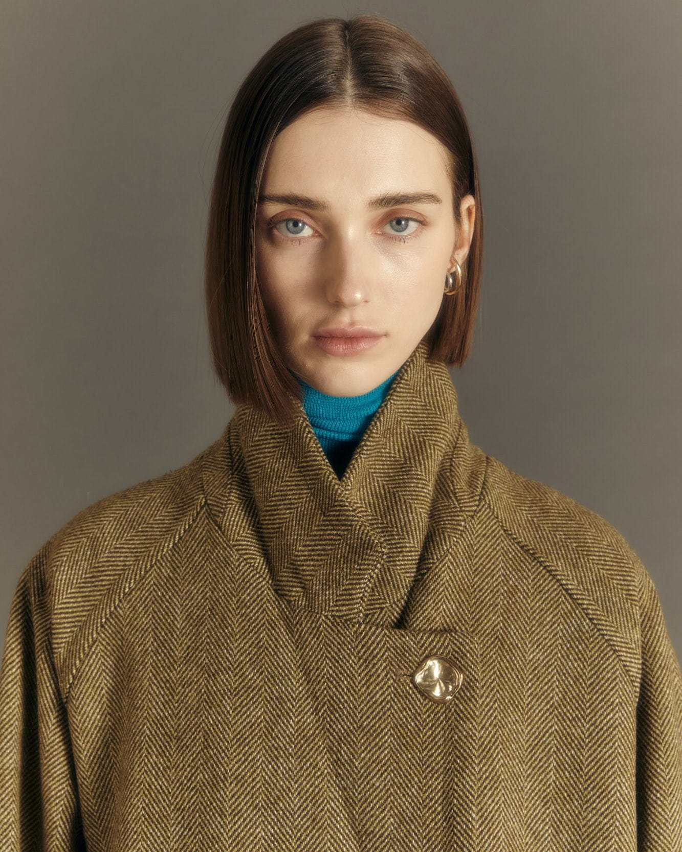 Andersson Bell (WOMEN) CARIN HERRINGBONE RAGLAN COAT awa544w(BROWN)_1